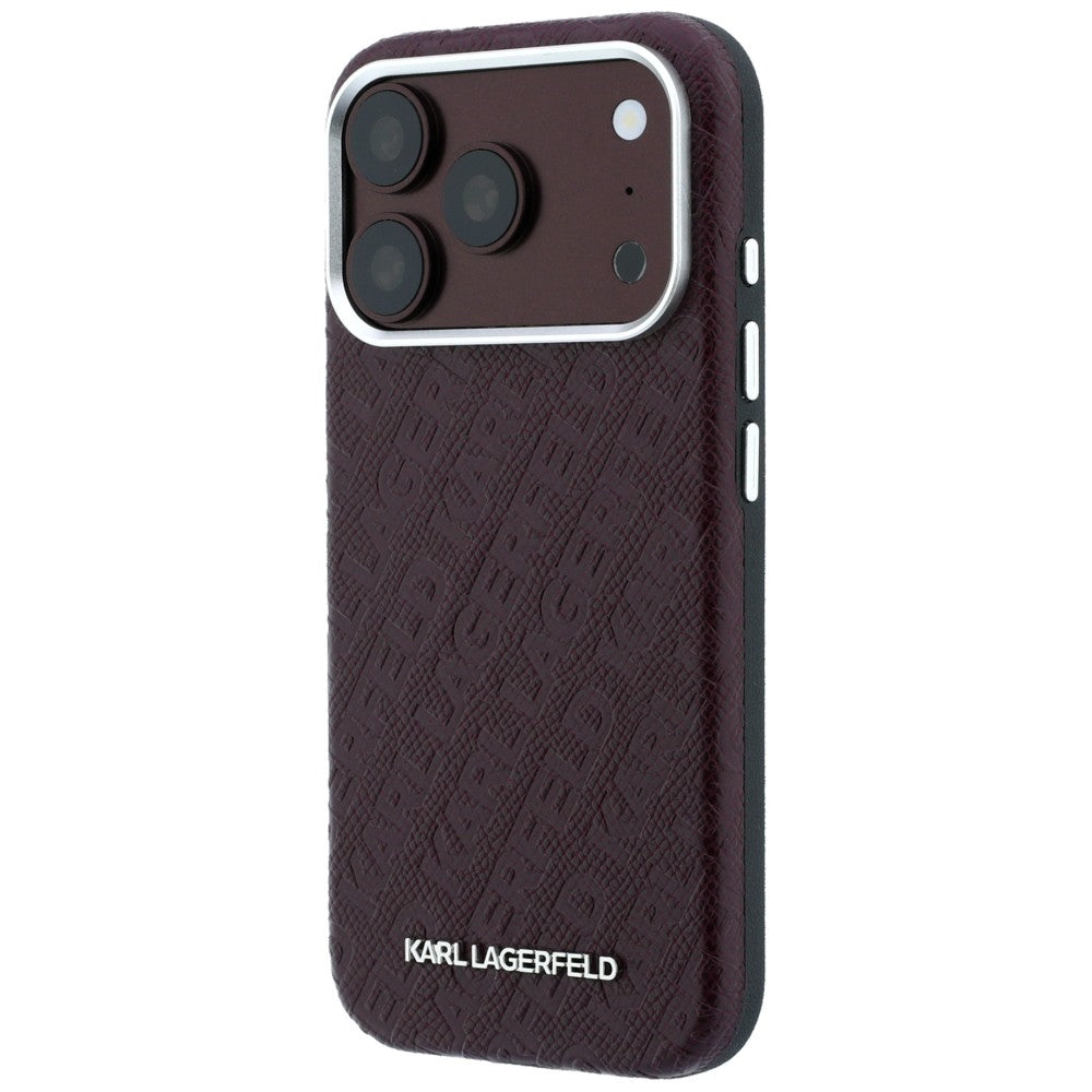 MagSafe maska za Apple iPhone 18 Pro / 17 Pro, Karl Lagerfeld, Grained Metal Logo, Bordo