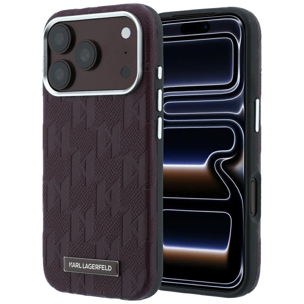 MagSafe futrola za Apple iPhone 18 Pro / 17 Pro, Karl Lagerfeld, Grained Mono Resin Logo, Bordo
