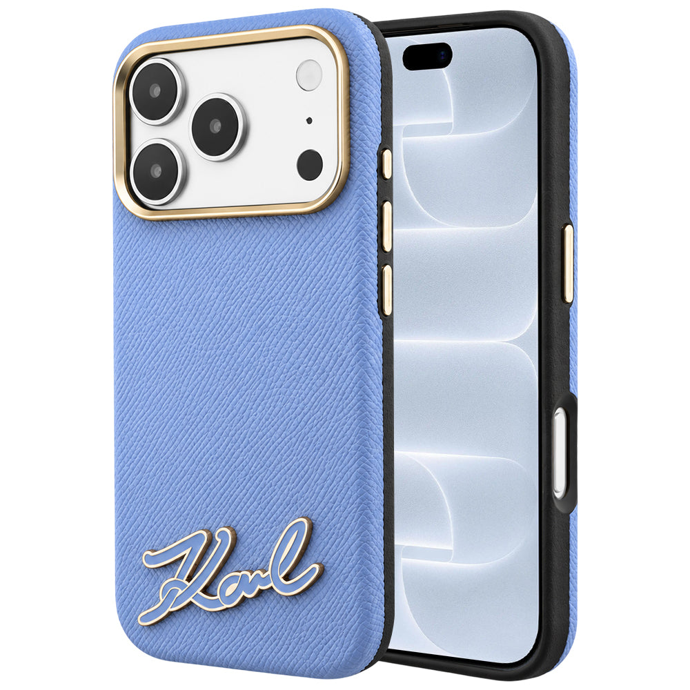 MagSafe maska za Apple iPhone 18 Pro / 17 Pro, Karl Lagerfeld, Grained Resin Sign Logo, Plava