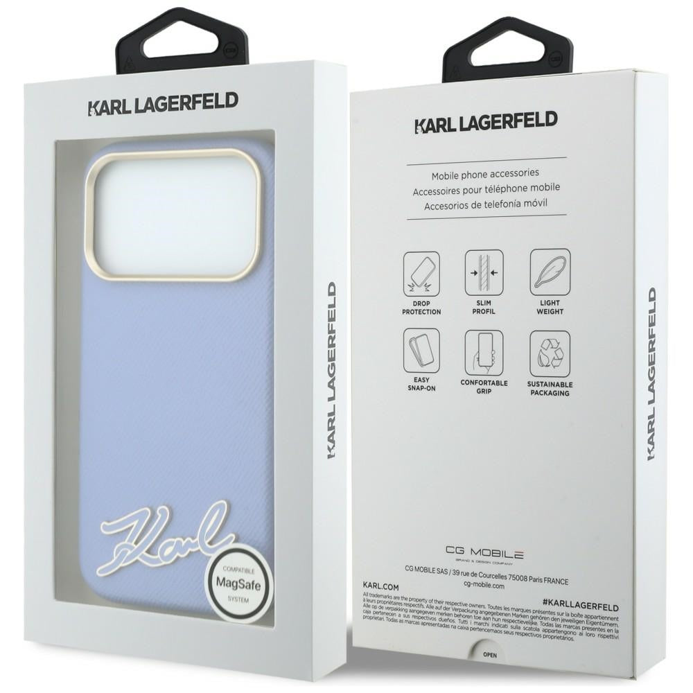 MagSafe maska za Apple iPhone 18 Pro / 17 Pro, Karl Lagerfeld, Grained Resin Sign Logo, Plava