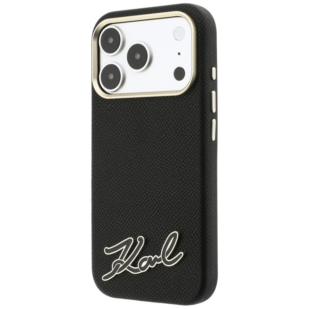 MagSafe futrola za Apple iPhone 18 Pro / 17 Pro, Karl Lagerfeld, Grained Resin Sign Logo, Crna