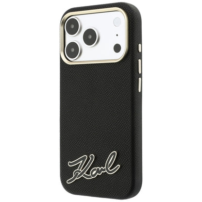 MagSafe futrola za Apple iPhone 18 Pro / 17 Pro, Karl Lagerfeld, Grained Resin Sign Logo, Crna