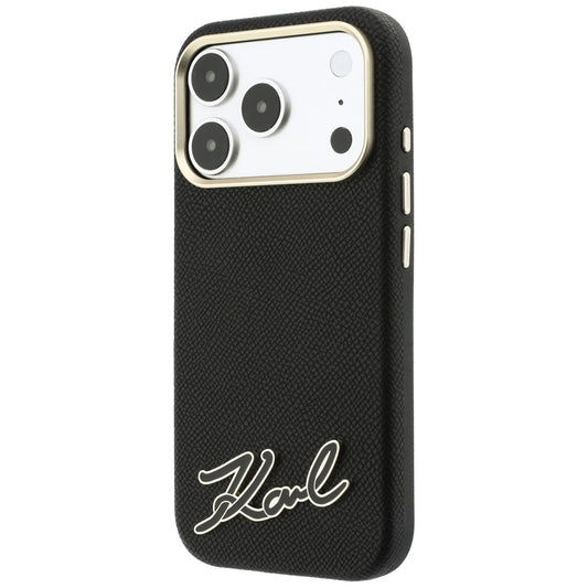 MagSafe futrola za Apple iPhone 18 Pro / 17 Pro, Karl Lagerfeld, Grained Resin Sign Logo, Crna