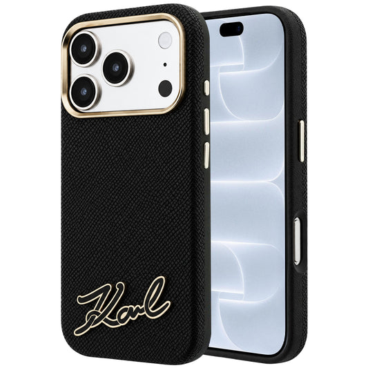 MagSafe futrola za Apple iPhone 18 Pro / 17 Pro, Karl Lagerfeld, Grained Resin Sign Logo, Crna