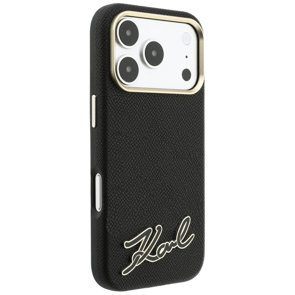 MagSafe futrola za Apple iPhone 18 Pro / 17 Pro, Karl Lagerfeld, Grained Resin Sign Logo, Crna