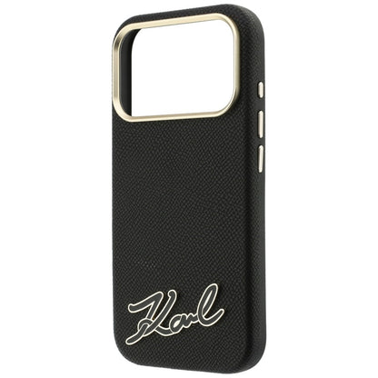 MagSafe futrola za Apple iPhone 18 Pro / 17 Pro, Karl Lagerfeld, Grained Resin Sign Logo, Crna