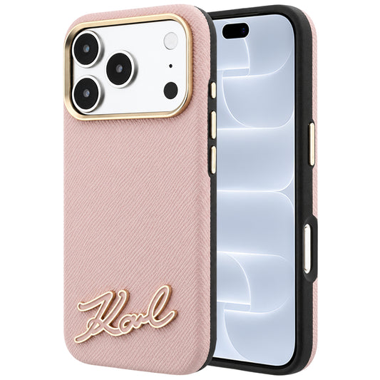 MagSafe maska za Apple iPhone 18 Pro / 17 Pro, Karl Lagerfeld, Grained Resin Sign Logo, Roza