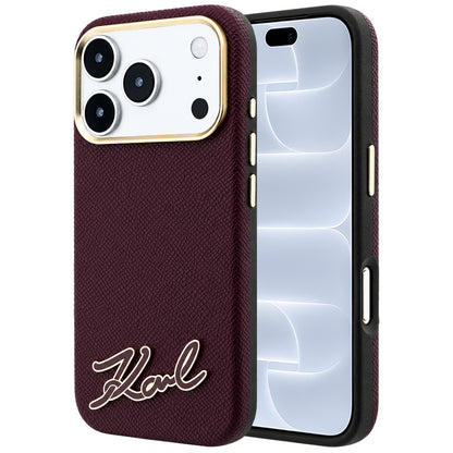 MagSafe maska za Apple iPhone 18 Pro / 17 Pro, Karl Lagerfeld, Grained Resin Sign Logo, Bordo