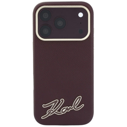 MagSafe maska za Apple iPhone 18 Pro / 17 Pro, Karl Lagerfeld, Grained Resin Sign Logo, Bordo