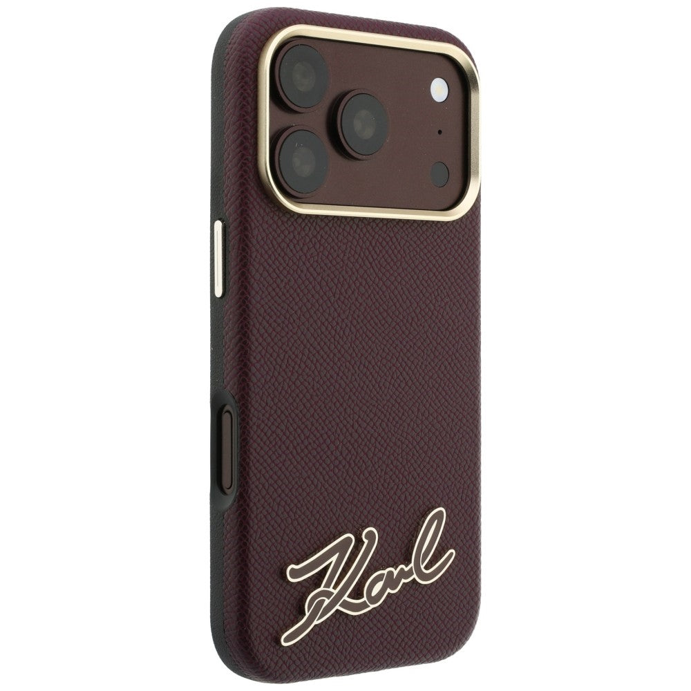 MagSafe maska za Apple iPhone 18 Pro / 17 Pro, Karl Lagerfeld, Grained Resin Sign Logo, Bordo