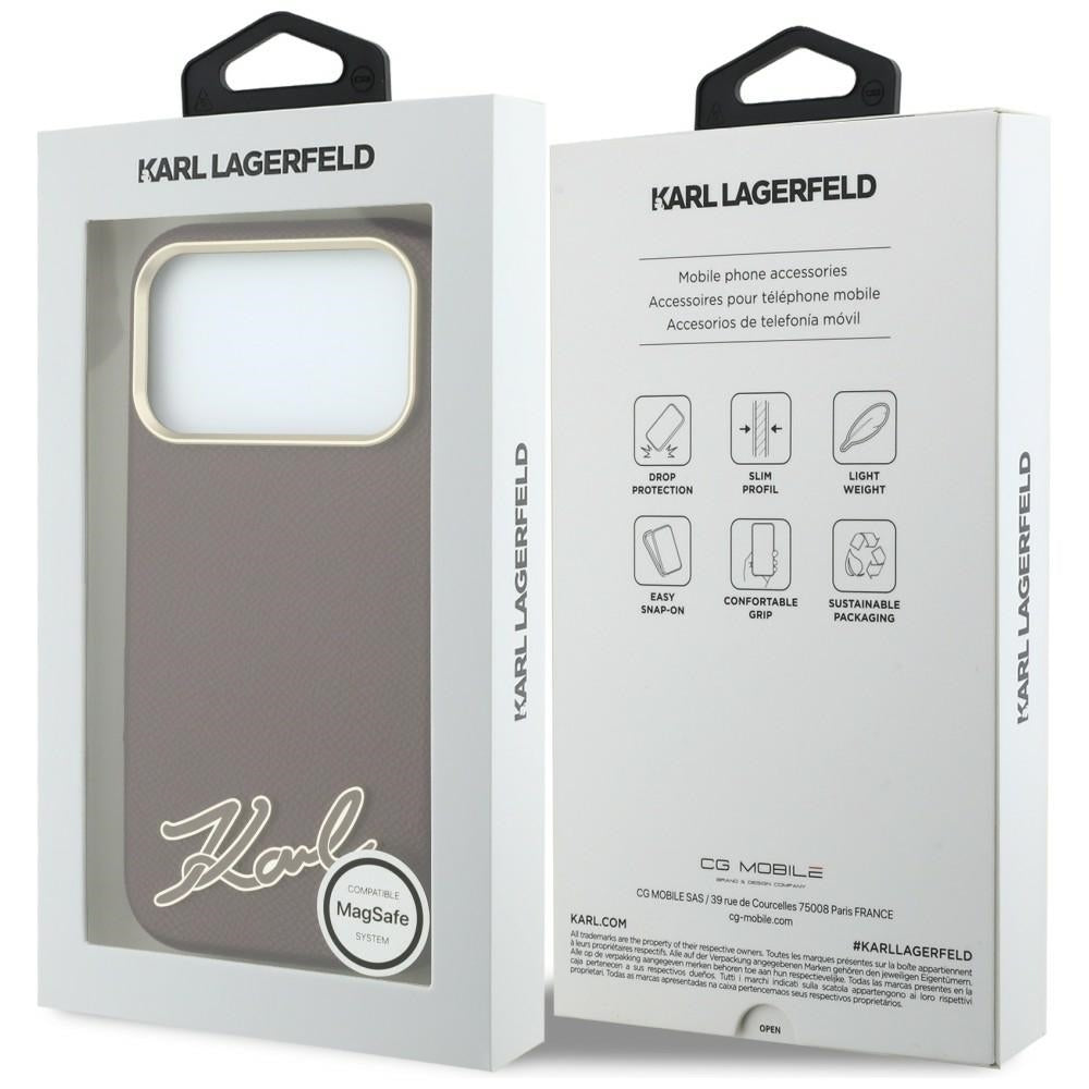 MagSafe maska za Apple iPhone 18 Pro / 17 Pro, Karl Lagerfeld, Grained Resin Sign Logo, Bordo