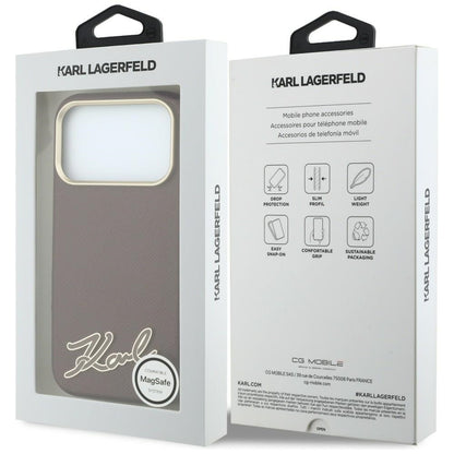 MagSafe maska za Apple iPhone 18 Pro / 17 Pro, Karl Lagerfeld, Grained Resin Sign Logo, Bordo