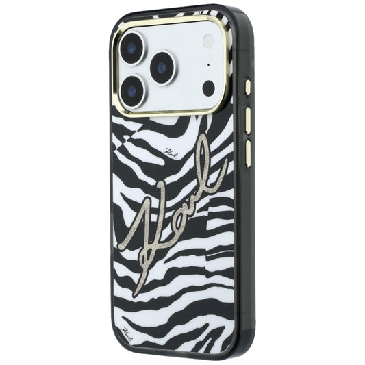 MagSafe maskica za Apple iPhone 18 Pro / 17 Pro, Karl Lagerfeld, HC IML Signature Zebra Glitter Gold, Crna