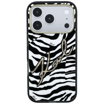 MagSafe maskica za Apple iPhone 18 Pro / 17 Pro, Karl Lagerfeld, HC IML Signature Zebra Glitter Gold, Crna