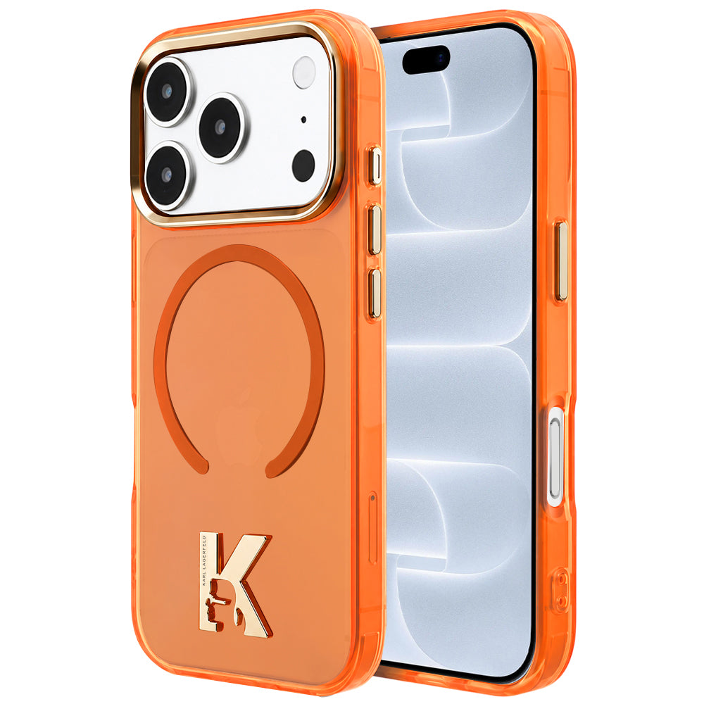 MagSafe maska za Apple iPhone 18 Pro / 17 Pro, Karl Lagerfeld, IML Karl Head Logo, narančasta