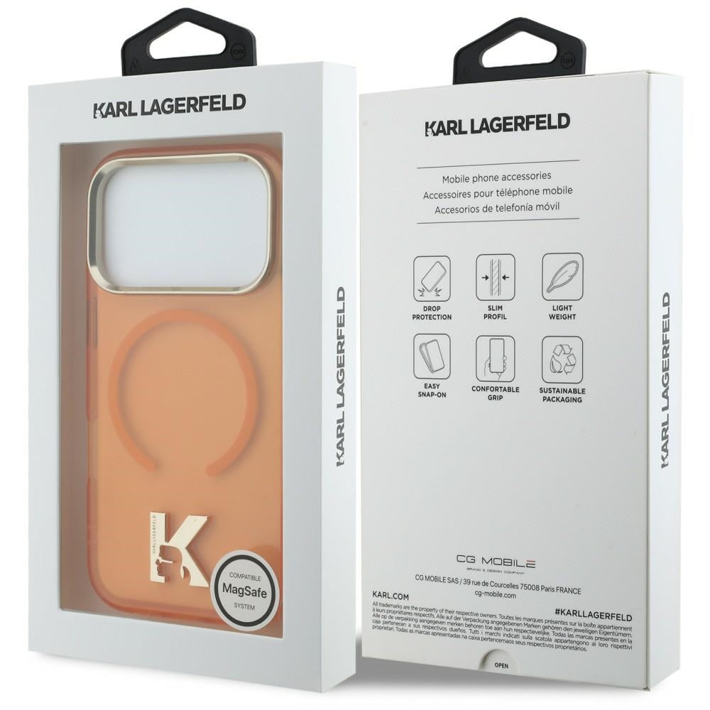 MagSafe maska za Apple iPhone 18 Pro / 17 Pro, Karl Lagerfeld, IML Karl Head Logo, narančasta