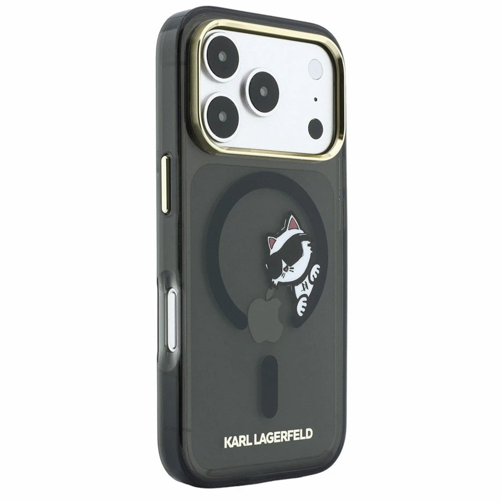 MagSafe maskica za Apple iPhone 18 Pro / 17 Pro, Karl Lagerfeld, IML Peekaboo Print and Metal Frame, Crna