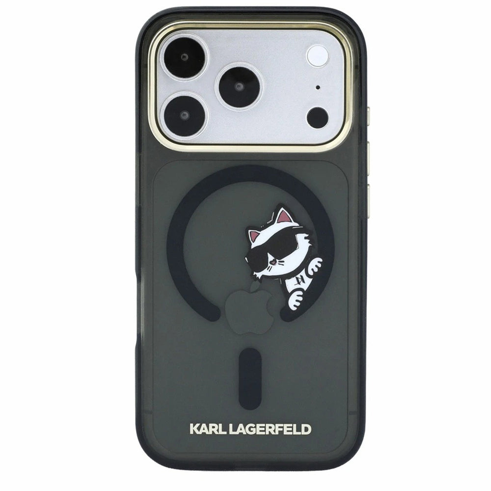 MagSafe maskica za Apple iPhone 18 Pro / 17 Pro, Karl Lagerfeld, IML Peekaboo Print and Metal Frame, Crna