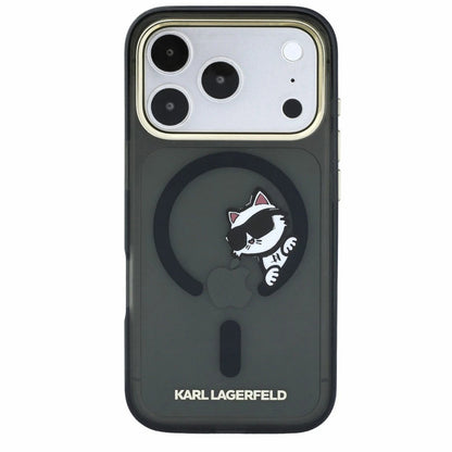 MagSafe maskica za Apple iPhone 18 Pro / 17 Pro, Karl Lagerfeld, IML Peekaboo Print and Metal Frame, Crna