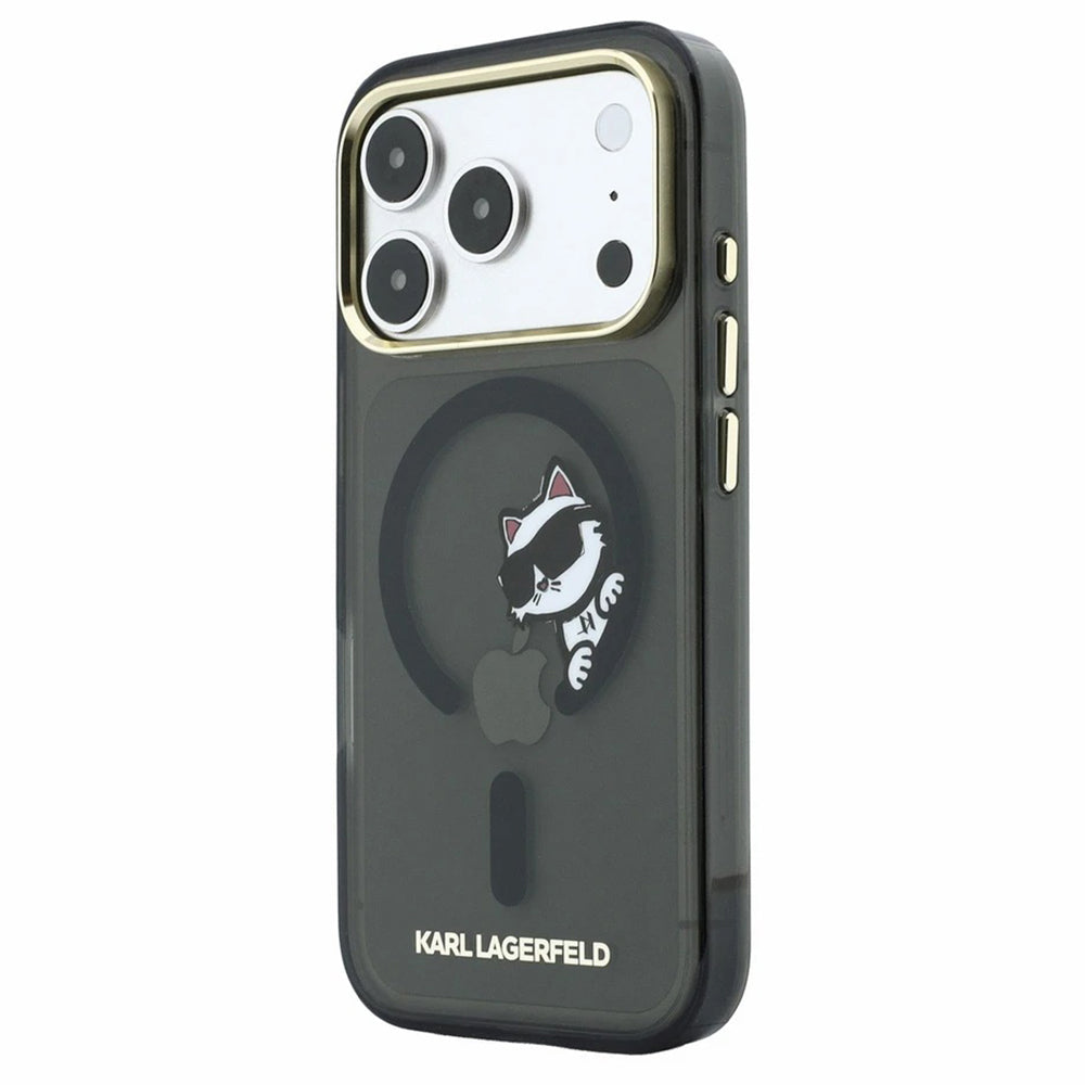MagSafe maskica za Apple iPhone 18 Pro / 17 Pro, Karl Lagerfeld, IML Peekaboo Print and Metal Frame, Crna
