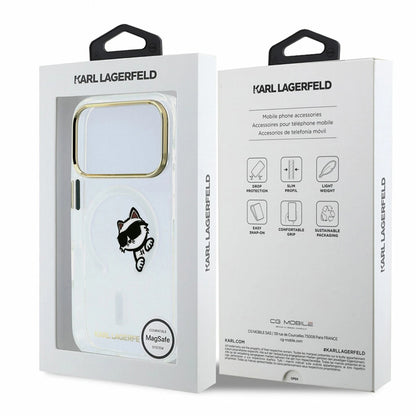 MagSafe maska za Apple iPhone 18 Pro / 17 Pro, Karl Lagerfeld, IML Peekaboo Print i Metal Frame, Prozirna