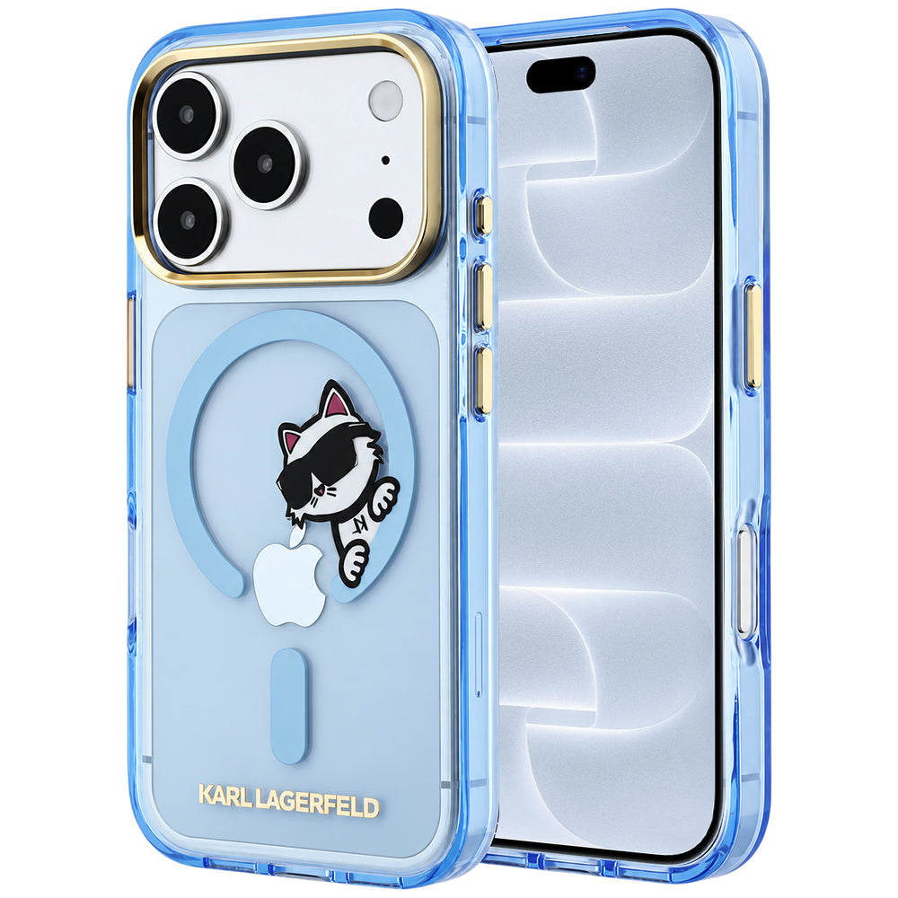 MagSafe maska za Apple iPhone 18 Pro / 17 Pro, Karl Lagerfeld, IML Peekaboo Print i Metal Frame, Plava