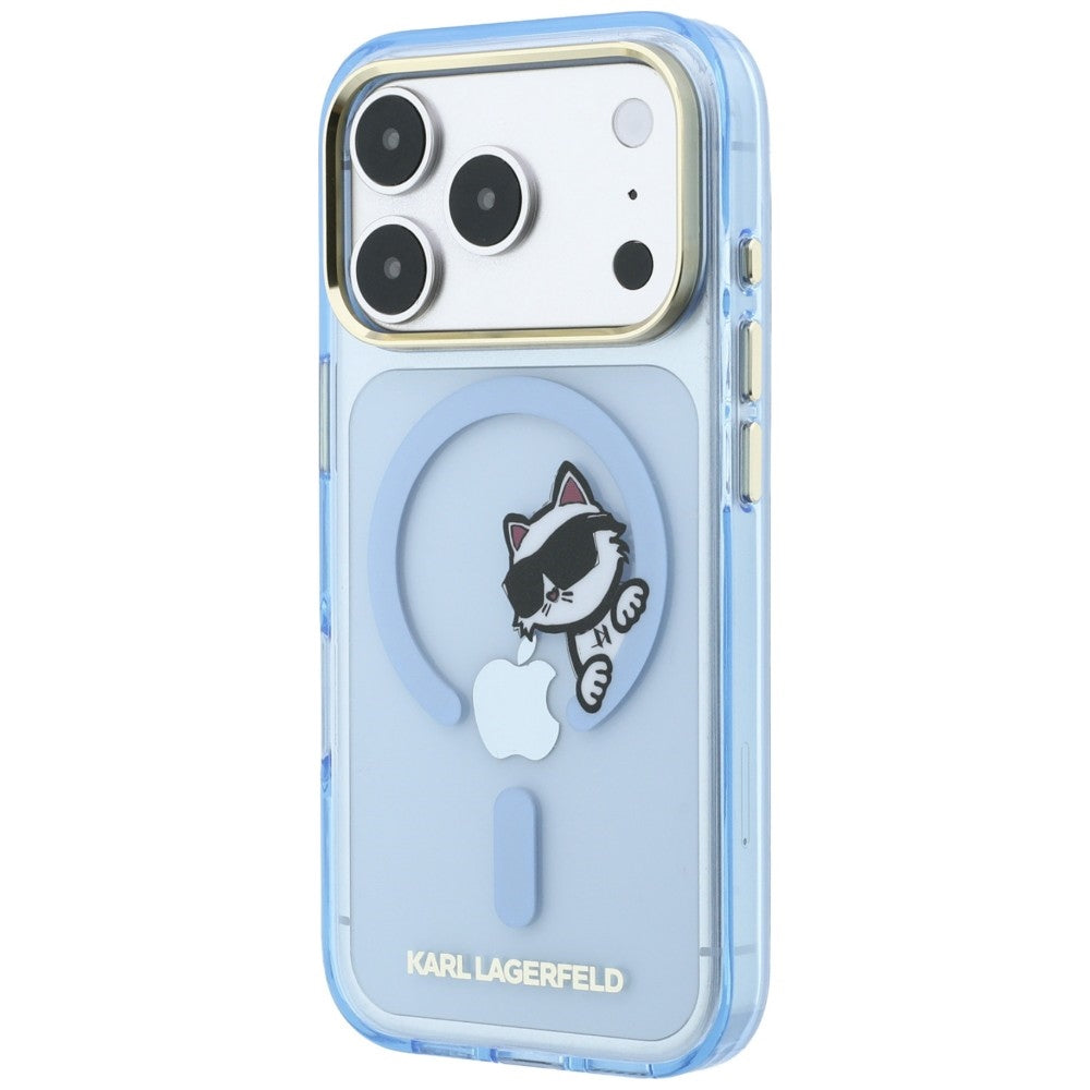 MagSafe maska za Apple iPhone 18 Pro / 17 Pro, Karl Lagerfeld, IML Peekaboo Print i Metal Frame, Plava
