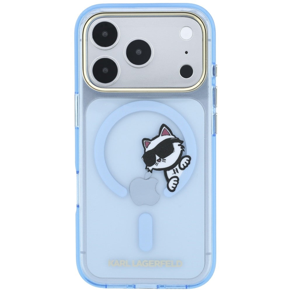 MagSafe maska za Apple iPhone 18 Pro / 17 Pro, Karl Lagerfeld, IML Peekaboo Print i Metal Frame, Plava