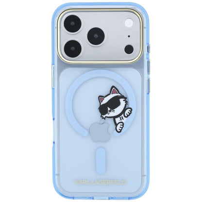 MagSafe maska za Apple iPhone 18 Pro / 17 Pro, Karl Lagerfeld, IML Peekaboo Print i Metal Frame, Plava