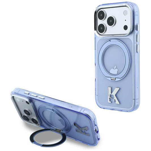 MagSafe futrola za Apple iPhone 18 Pro / 17 Pro, Karl Lagerfeld, IML Ring Stand Kameo Metal, Plava