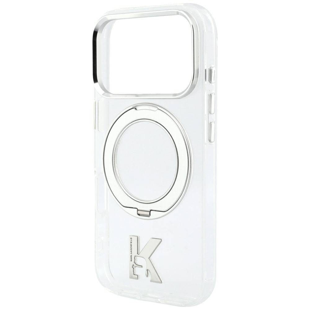 MagSafe maska za Apple iPhone 18 Pro / 17 Pro, Karl Lagerfeld, IML Ring Stand Kameo Metal, Prozirna