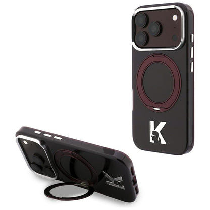 MagSafe futrola za Apple iPhone 18 Pro / 17 Pro, Karl Lagerfeld, IML Ring Stand Kameo Metal, Bordo