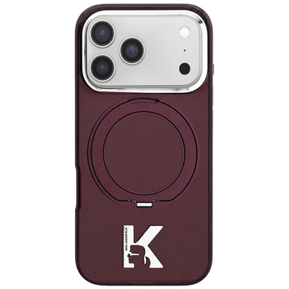 MagSafe futrola za Apple iPhone 18 Pro / 17 Pro, Karl Lagerfeld, IML Ring Stand Kameo Metal, Bordo