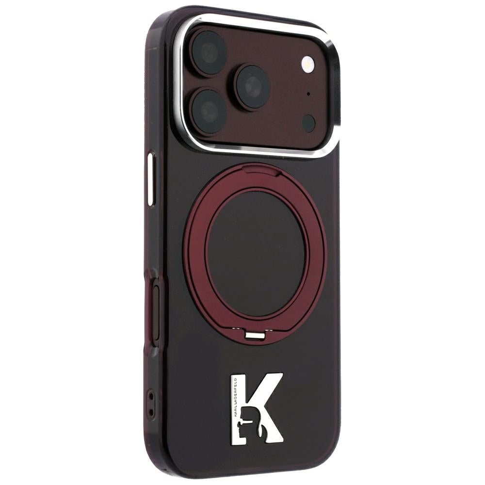 MagSafe futrola za Apple iPhone 18 Pro / 17 Pro, Karl Lagerfeld, IML Ring Stand Kameo Metal, Bordo