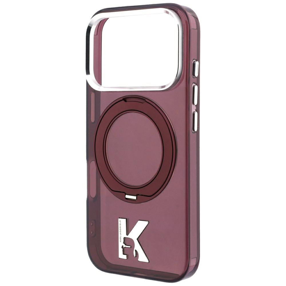 MagSafe futrola za Apple iPhone 18 Pro / 17 Pro, Karl Lagerfeld, IML Ring Stand Kameo Metal, Bordo