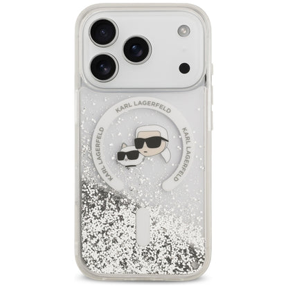 MagSafe futrola za Apple iPhone 18 Pro / 17 Pro, Karl Lagerfeld, Liquid Glitter Karl & Choupette Head's, Prozirna