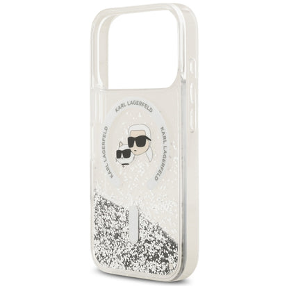 MagSafe futrola za Apple iPhone 18 Pro / 17 Pro, Karl Lagerfeld, Liquid Glitter Karl & Choupette Head's, Prozirna