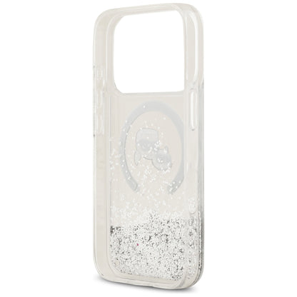MagSafe futrola za Apple iPhone 18 Pro / 17 Pro, Karl Lagerfeld, Liquid Glitter Karl & Choupette Head's, Prozirna