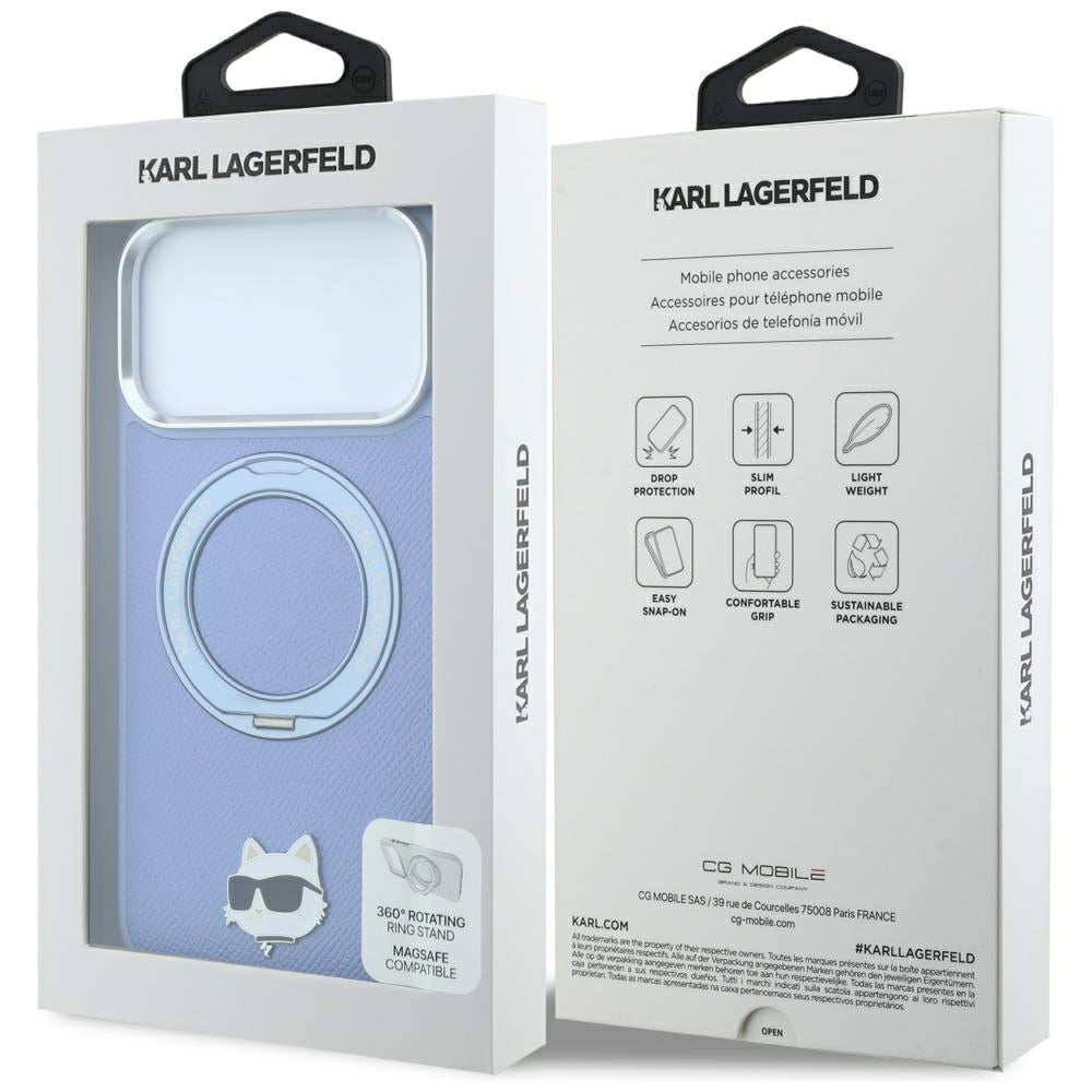 MagSafe futrola za Apple iPhone 18 Pro / 17 Pro, Karl Lagerfeld, Ring Stand 360 Choupette Pin, Plava