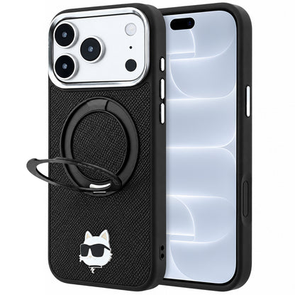 MagSafe maska za Apple iPhone 18 Pro / 17 Pro, Karl Lagerfeld, Ring Stand 360 Choupette Pin, Crna