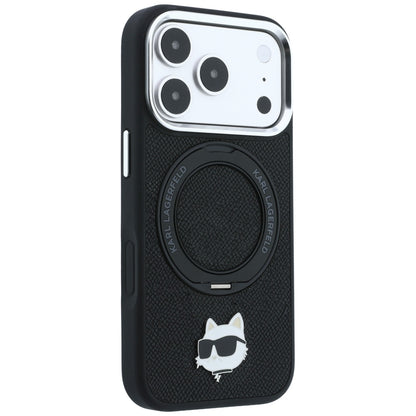 MagSafe maska za Apple iPhone 18 Pro / 17 Pro, Karl Lagerfeld, Ring Stand 360 Choupette Pin, Crna