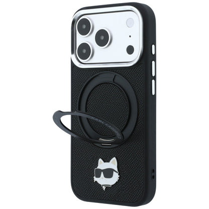 MagSafe maska za Apple iPhone 18 Pro / 17 Pro, Karl Lagerfeld, Ring Stand 360 Choupette Pin, Crna