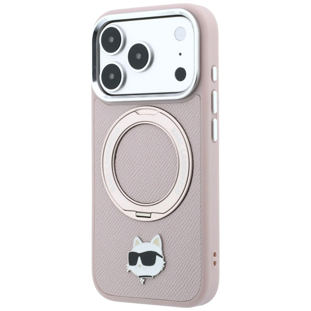 MagSafe maska za Apple iPhone 18 Pro / 17 Pro, Karl Lagerfeld, Ring Stand 360 Choupette Pin, ružičasta