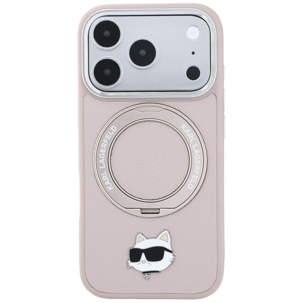MagSafe maska za Apple iPhone 18 Pro / 17 Pro, Karl Lagerfeld, Ring Stand 360 Choupette Pin, ružičasta