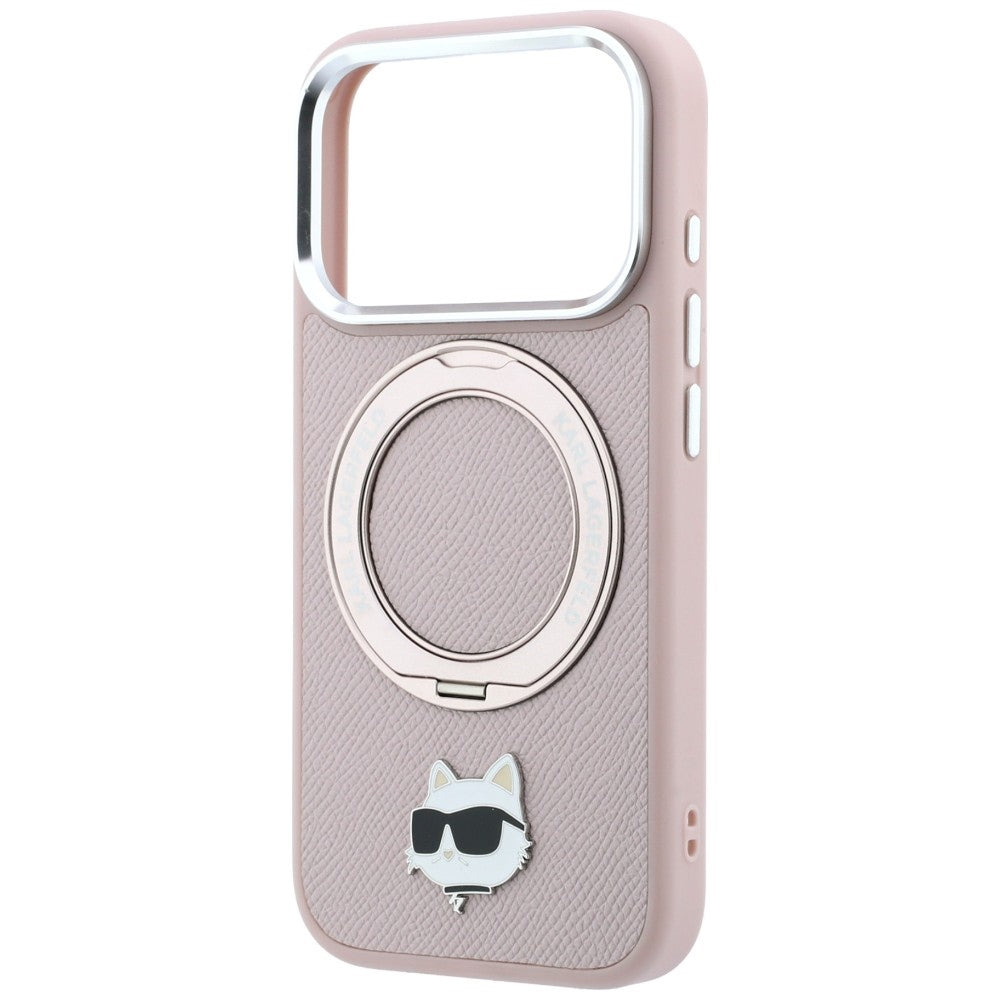 MagSafe maska za Apple iPhone 18 Pro / 17 Pro, Karl Lagerfeld, Ring Stand 360 Choupette Pin, ružičasta