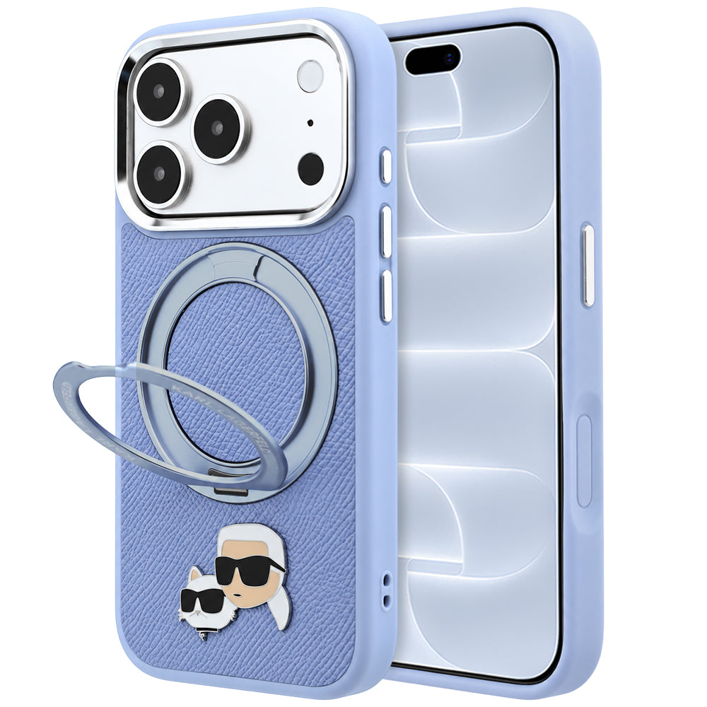 MagSafe futrola za Apple iPhone 18 Pro / 17 Pro, Karl Lagerfeld, Ring Stand 360 Karl & Choupette Pin, Plava
