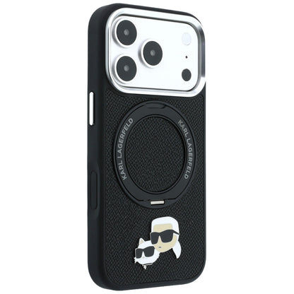 MagSafe futrola za Apple iPhone 18 Pro / 17 Pro, Karl Lagerfeld, Ring Stand 360 Karl & Choupette Pin, Crna