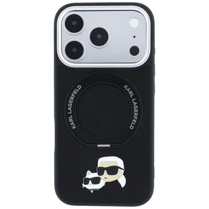 MagSafe futrola za Apple iPhone 18 Pro / 17 Pro, Karl Lagerfeld, Ring Stand 360 Karl & Choupette Pin, Crna
