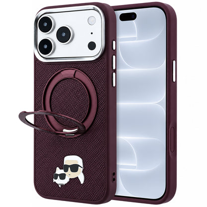 MagSafe futrola za Apple iPhone 18 Pro / 17 Pro, Karl Lagerfeld, Ring Stand 360 Karl & Choupette Pin, Bordo