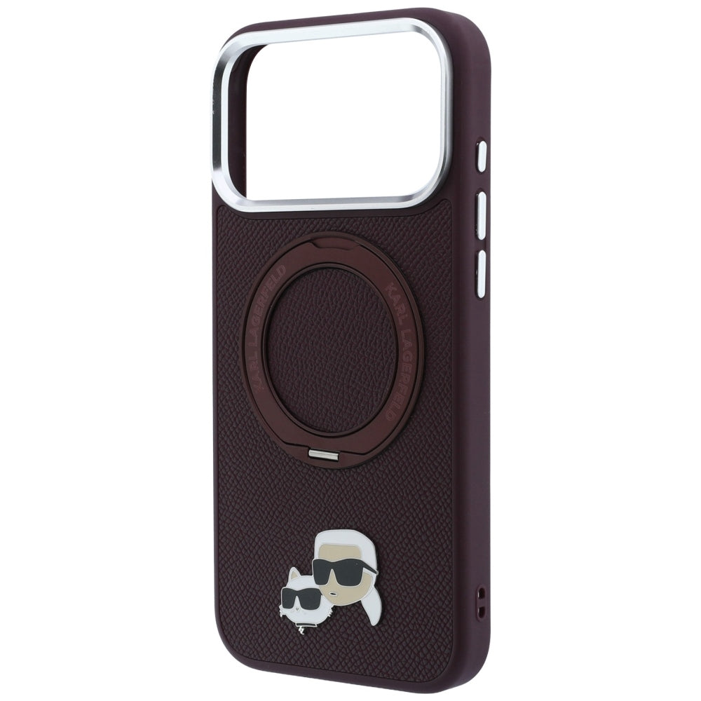 MagSafe futrola za Apple iPhone 18 Pro / 17 Pro, Karl Lagerfeld, Ring Stand 360 Karl & Choupette Pin, Bordo